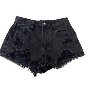 Hollister Black Distressed Jean Shorts